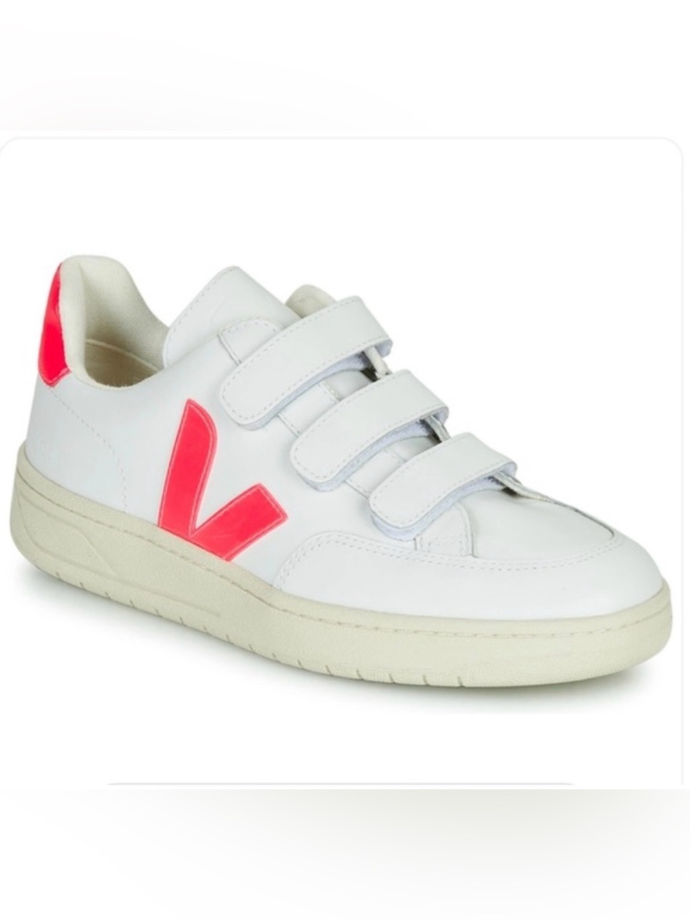 Veja vevalock 3-Lock Leather White Fluo Pink orange Sneakers size 7